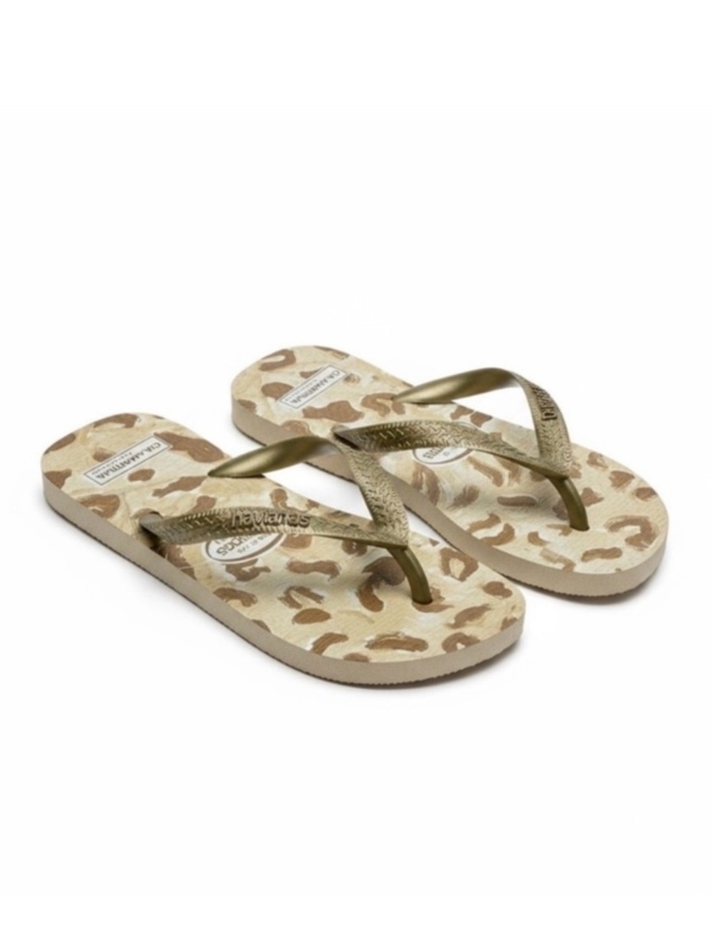 new Havaianas x CIA Maritima ☼ Limited Ed Flip Flops ☼ Metallic Gold Leopard ☼